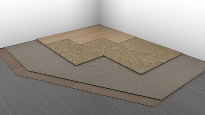 panneau isolation acoustique sol sur tapis de jute